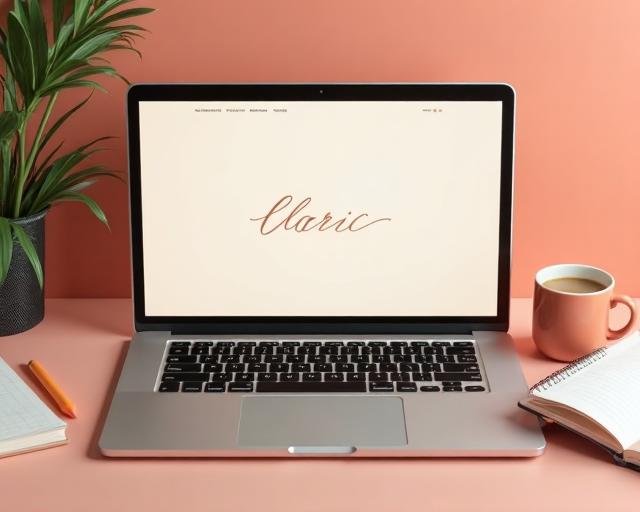 Laptop, beležnica i kafa na koralnoj podlozi